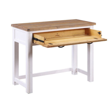 Baumhaus Splash of White Reclaimed Hidden Space Saver Desk in White & Weathered Wood VTTW06A - White Tree Furniture