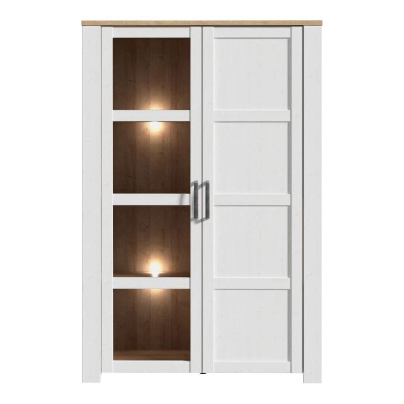 Bohol 2 Door Display Cabinet in Riviera Oak / White - White Tree Furniture
