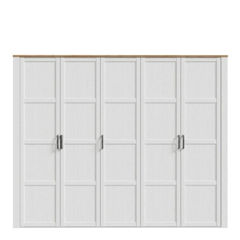 Bohol 5 Door Wardrobe in Riviera Oak / White - White Tree Furniture