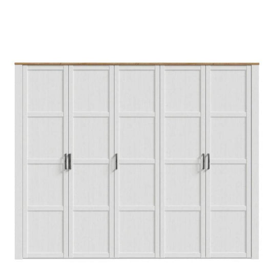 Bohol 5 Door Wardrobe in Riviera Oak / White - White Tree Furniture