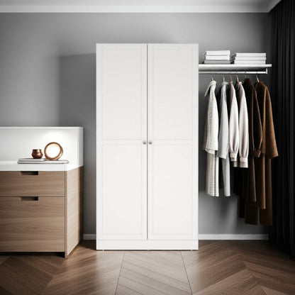 Brande White Wardrobe with 2 Frame Doors