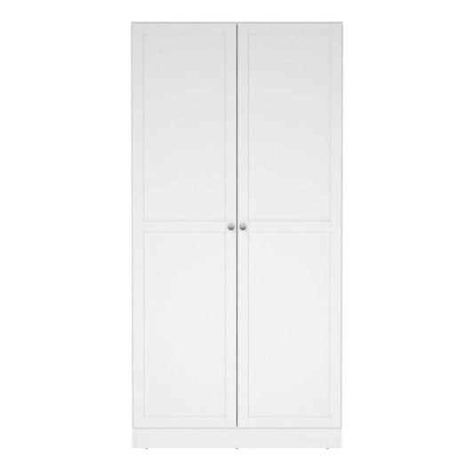 Brande White Wardrobe with 2 Frame Doors - White Tree Furniture