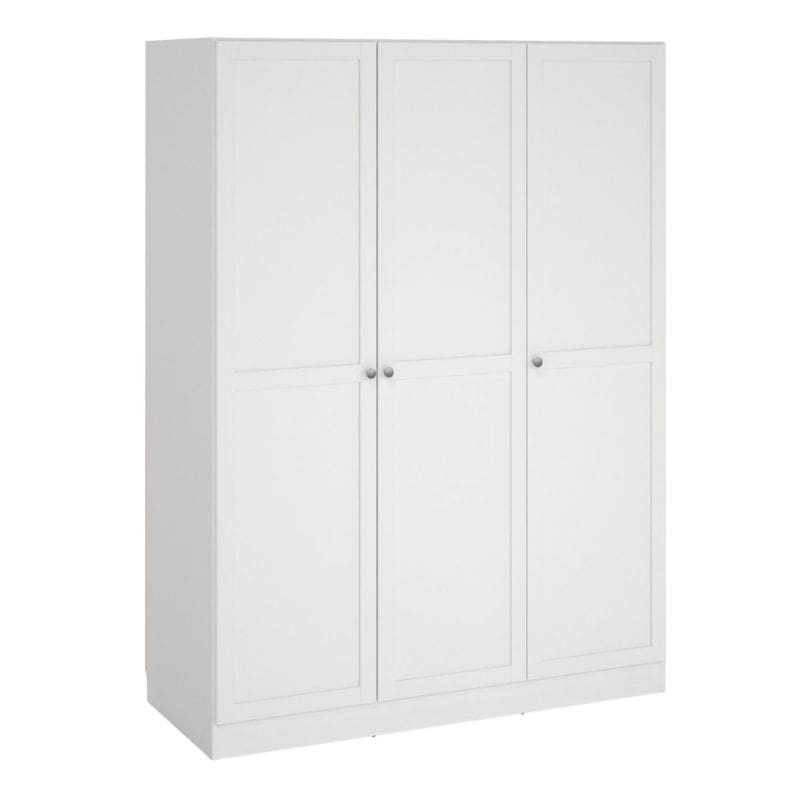 Brande White Wardrobe with 3 Frame Doors - White Tree Furniture