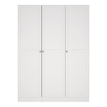 Brande White Wardrobe with 3 Frame Doors - White Tree Furniture