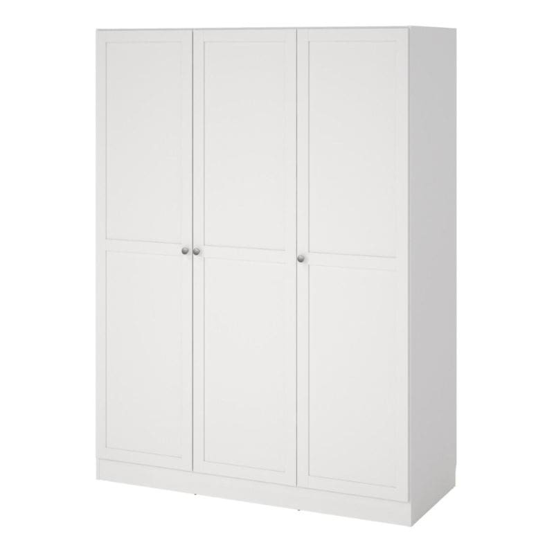 Brande White Wardrobe with 3 Frame Doors - White Tree Furniture