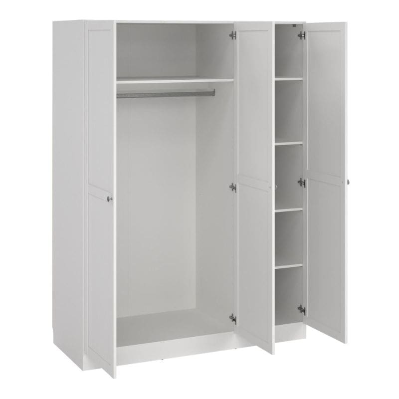 Brande White Wardrobe with 3 Frame Doors - White Tree Furniture