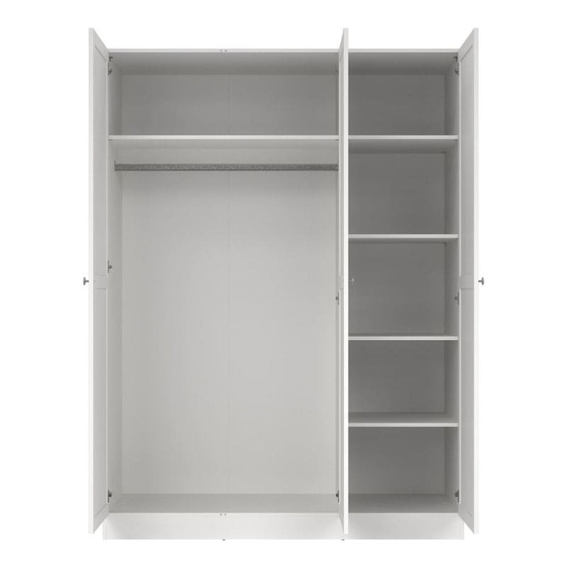 Brande White Wardrobe with 3 Frame Doors - White Tree Furniture