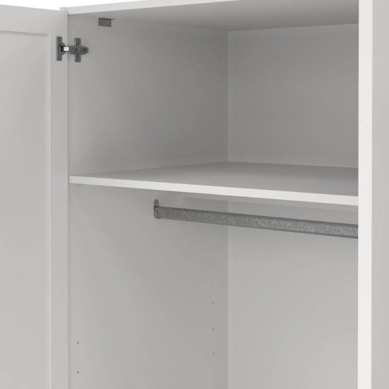 Brande White Wardrobe with 3 Frame Doors - White Tree Furniture
