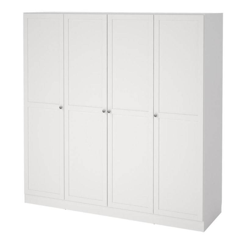 Brande White Wardrobe with 4 Frame Doors - White Tree Furniture