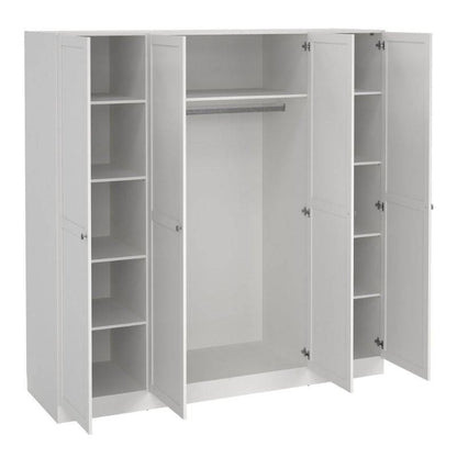 Brande White Wardrobe with 4 Frame Doors - White Tree Furniture