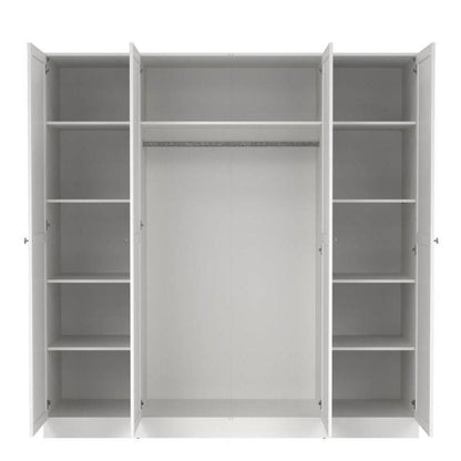 Brande White Wardrobe with 4 Frame Doors - White Tree Furniture