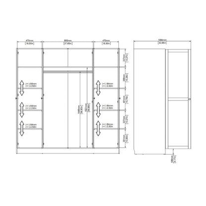 Brande White Wardrobe with 4 Frame Doors - White Tree Furniture