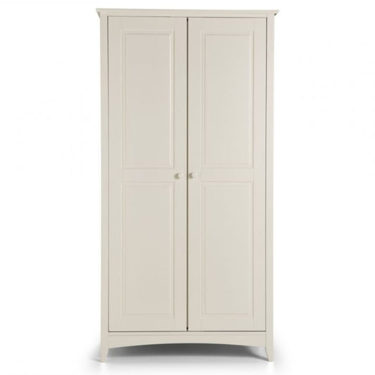 JULIAN BOWEN CAMEO antique white wardrobe with 2 doors, featuring a shaker design and solid pine construction. Ideal for bedroom storage.