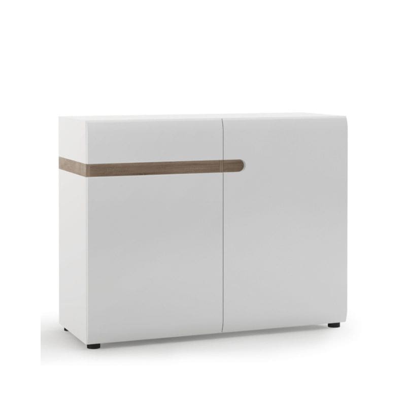 Chelsea Sideboard in White w/ Truffle Oak Trim - White Tree Furniture
