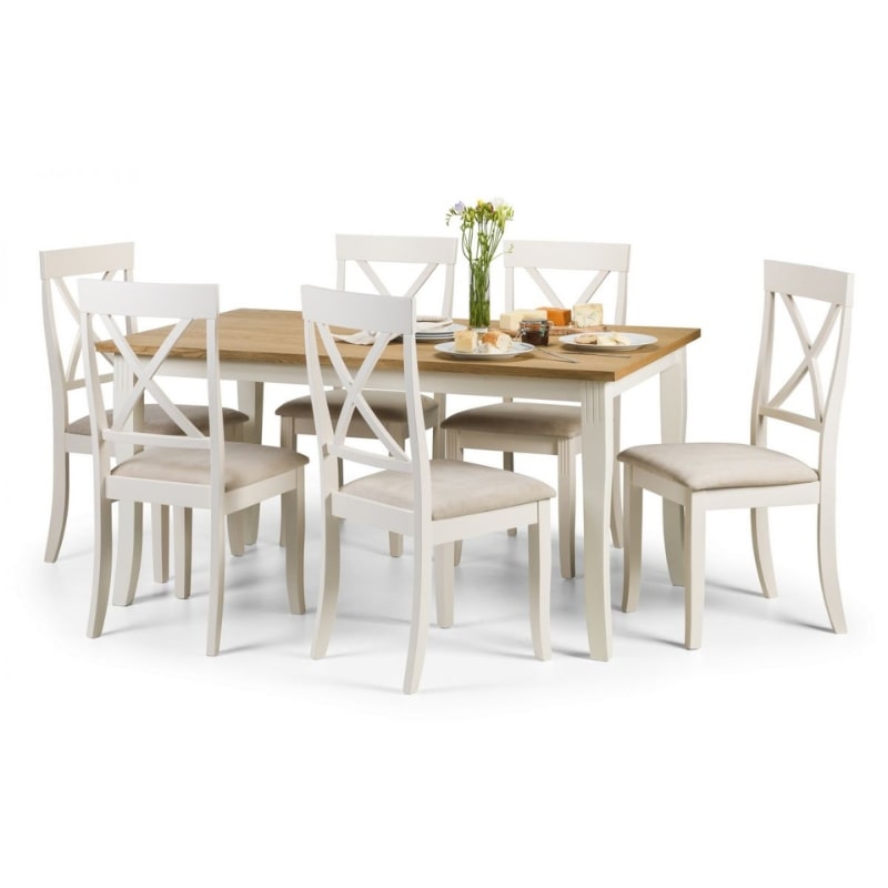 Shop DAVENPORT Dining Table in Ivory Base & Veneer Top. Real oak veneer top, elegant design for a stylish dining room set.