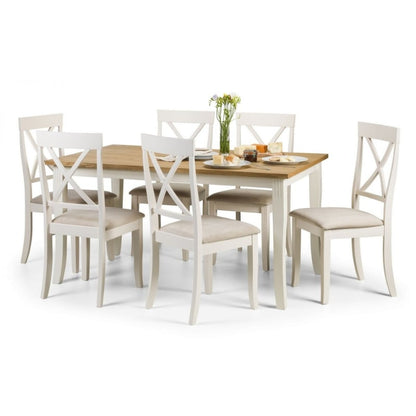 Shop DAVENPORT Dining Table in Ivory Base & Veneer Top. Real oak veneer top, elegant design for a stylish dining room set.