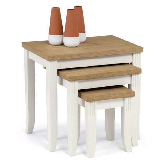 Shop the DAVENPORT Ivory Lacquer Nest of Tables w/ Oak Veneer Top. Discover this stylish set of 3 tables in ivory lacquered base.