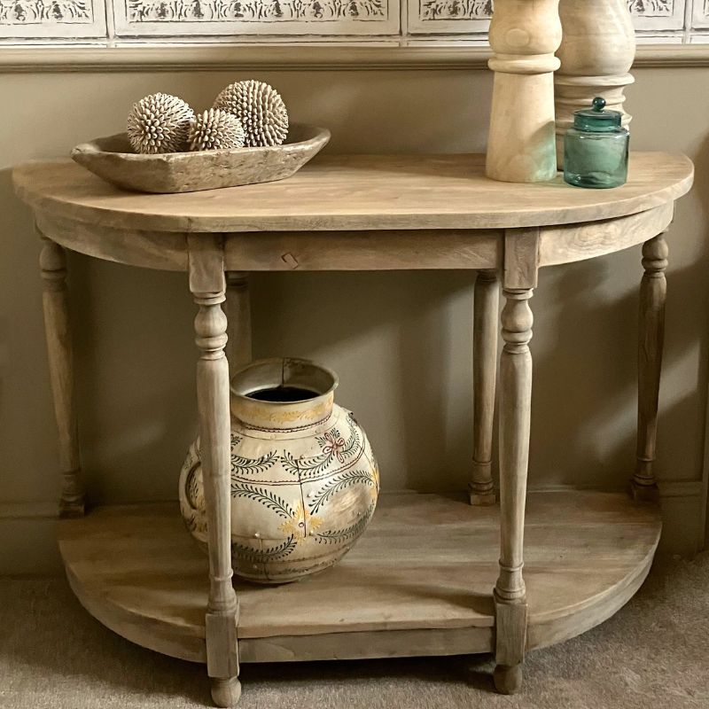 Vintage Demi Lune Small Console Table - White Tree Furniture
