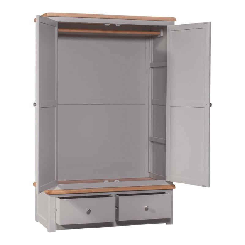 Grey Painted Gents Wardrobe w/ Lacquered Oak Top