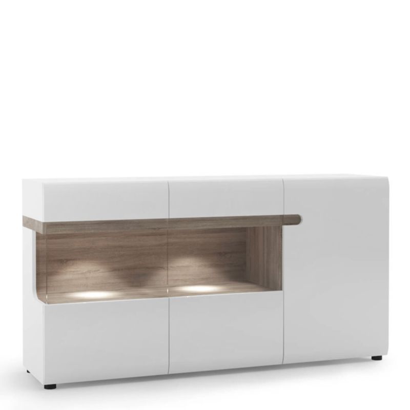 Chelsea Glazed Sideboard in White w/ Truffle Oak Trim - White Tree Furniture