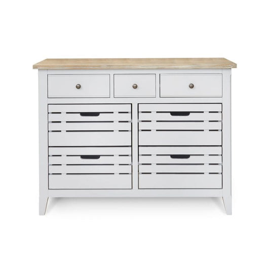 BAUMHAUS Signature Grey Small Sideboard w/ Limed Wood Top CFF02C - White Tree Furniture