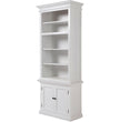 NOVASOLO Halifax White Painted Tall Bookcase with Cupboard CA612 - White Tree Furniture