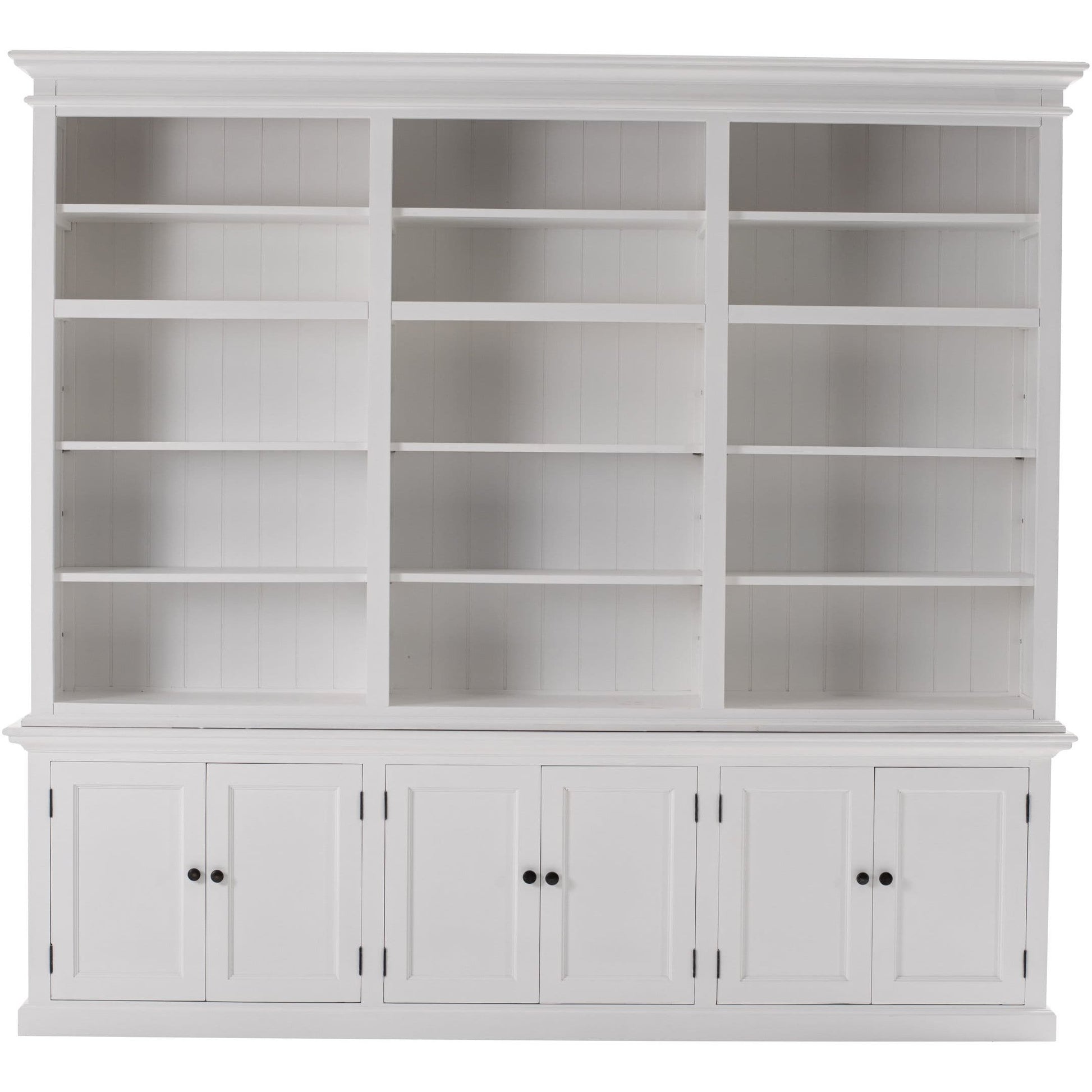 NOVASOLO HALIFAX Extra Large White Bookcase with Cupboards CA614 - White Tree Furniture