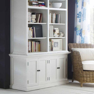 NOVASOLO HALIFAX Large White Bookcase with Cupboards CA613 - White Tree Furniture