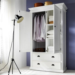 Halifax White Painted Double Wardrobe with Drawers W001 - White Tree Furniture