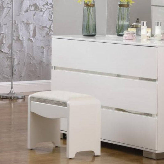 Helsinki Dressing Table Stool in High Gloss White - White Tree Furniture