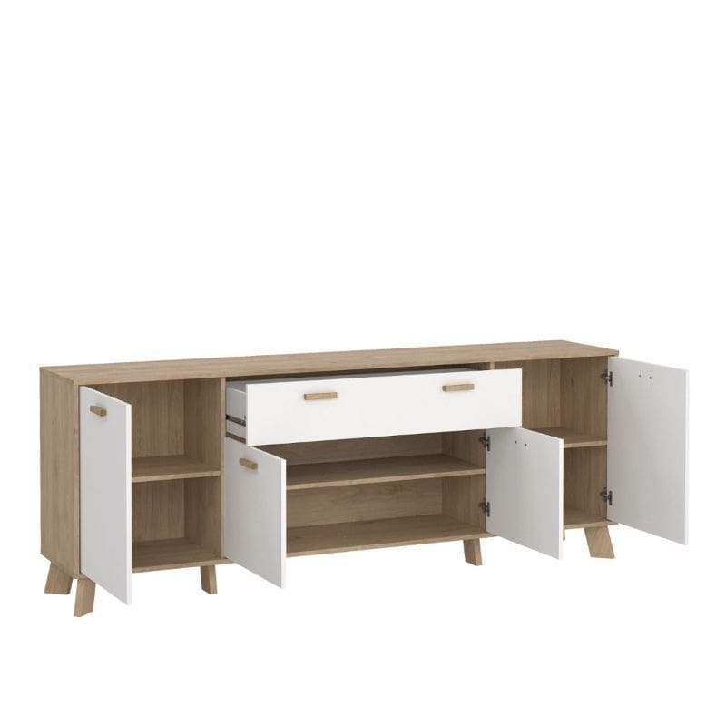 Ikast Sideboard w/ 4 Doors in Jackson Hickory & White - White Tree Furniture