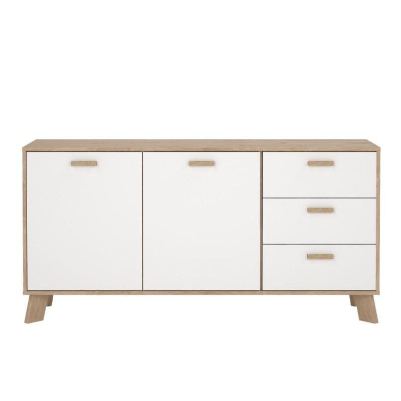 Ikast Sideboard w/ 3 Drawers in Jackson Hickory & White - White Tree Furniture