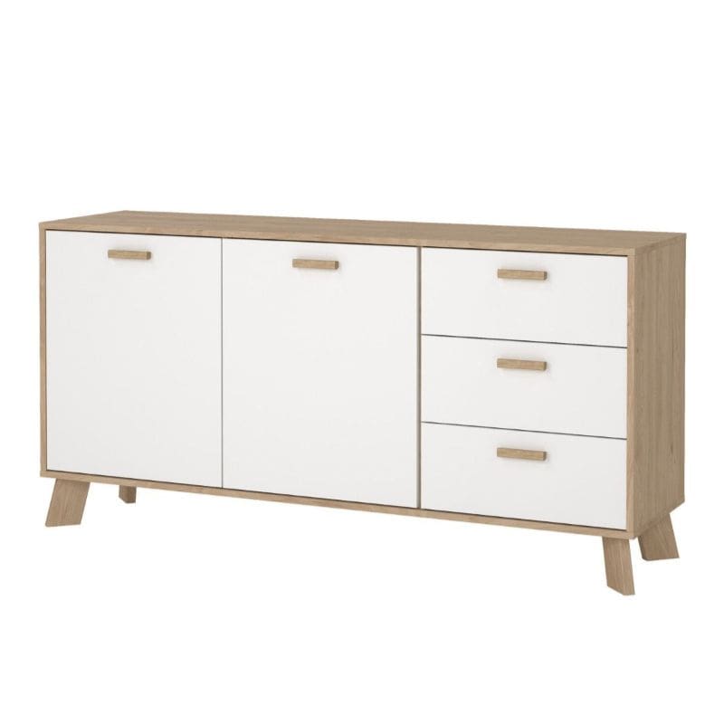 Ikast Sideboard w/ 3 Drawers in Jackson Hickory & White - White Tree Furniture