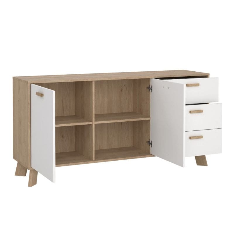 Ikast Sideboard w/ 3 Drawers in Jackson Hickory & White - White Tree Furniture