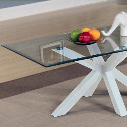 Langley Glass Coffee Table w/ High Gloss White Legs - White Tree Furniture