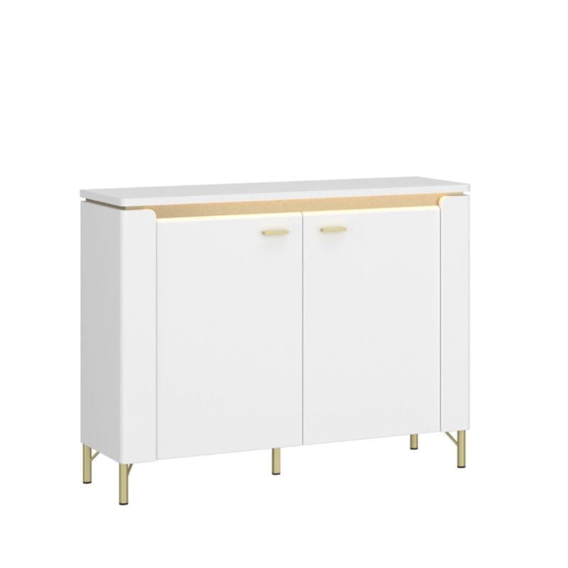 Lazio Sideboard w/ 2 Doors in Alpine White / White Gloss - White Tree Furniture