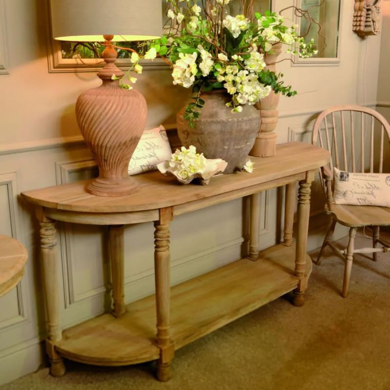 Vintage Demi Lune Long Console Table - White Tree Furniture