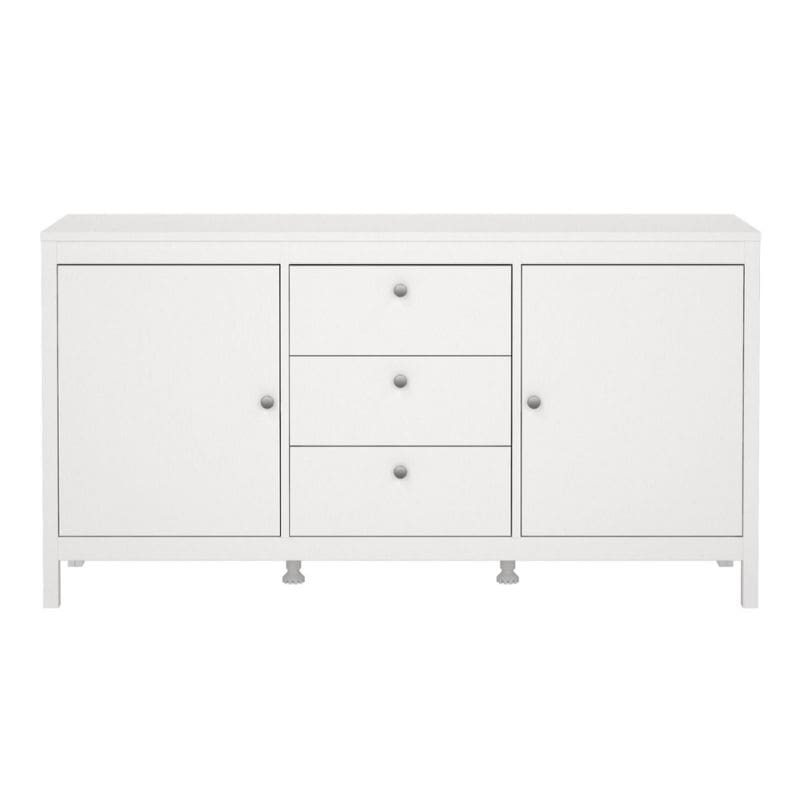 Madrid White Sideboard w/ 2 Doors & 3 Drawers - White Tree Furniture