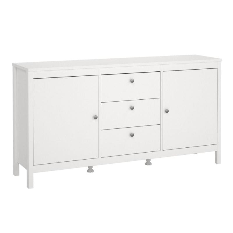 Madrid White Sideboard w/ 2 Doors & 3 Drawers - White Tree Furniture