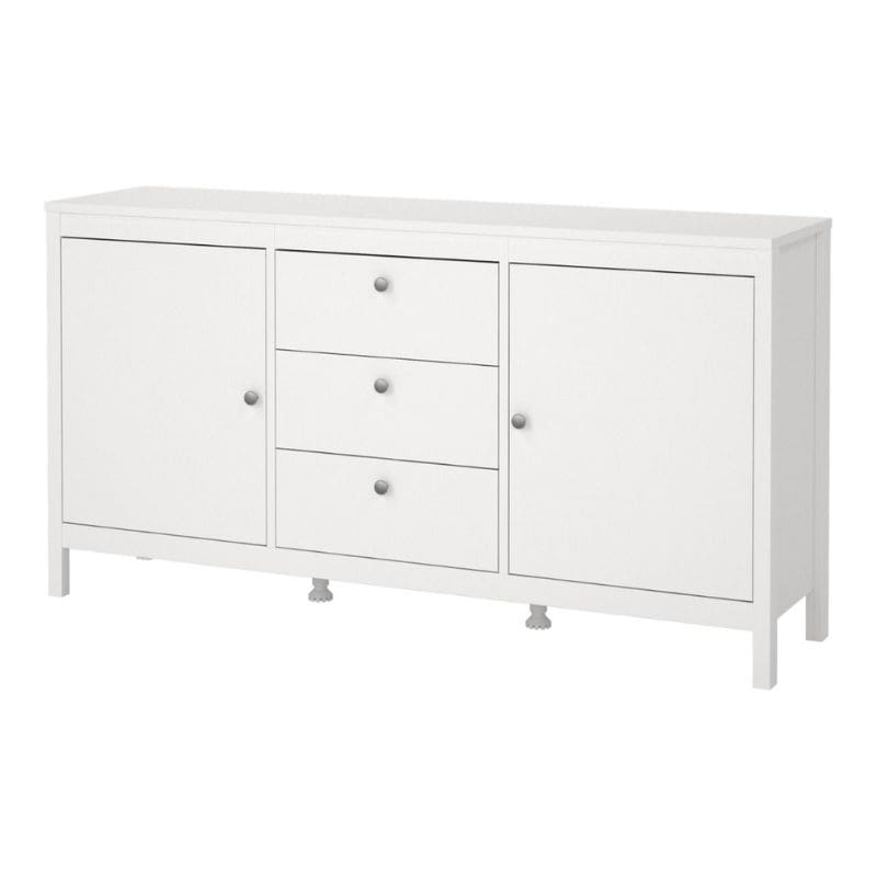 Madrid White Sideboard w/ 2 Doors & 3 Drawers - White Tree Furniture