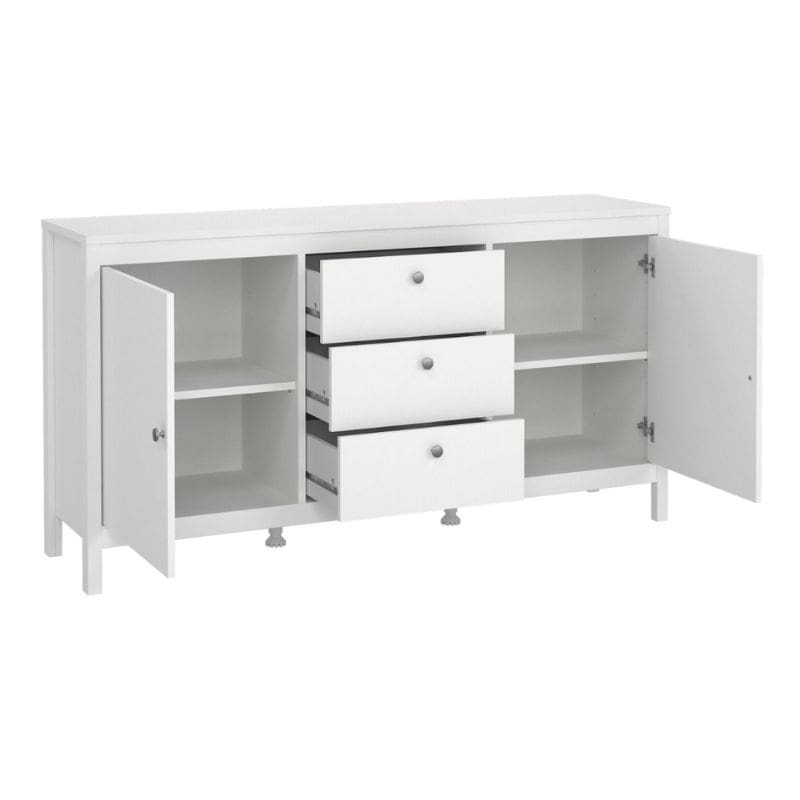 Madrid White Sideboard w/ 2 Doors & 3 Drawers - White Tree Furniture