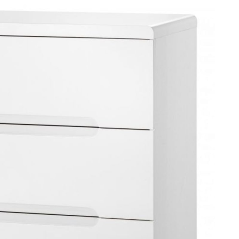 JULIAN BOWEN MANHATTAN High Gloss White 3 Drawer Chest with a sleek modern design. Perfect for bedroom storage and organization.