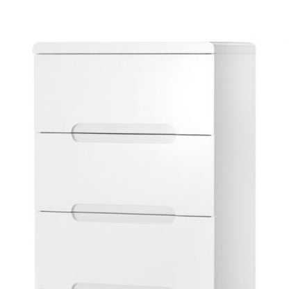 JULIAN BOWEN MANHATTAN High Gloss White Narrow Chest of 5 Drawers MAN204