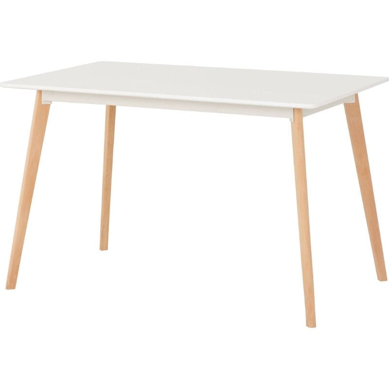 Dining Table with matt white finish and beech wood legs