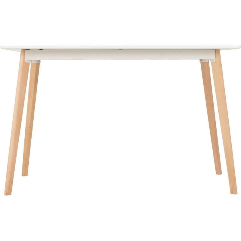 Dining Table with matt white finish and beech wood legs