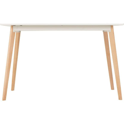 Dining Table with matt white finish and beech wood legs