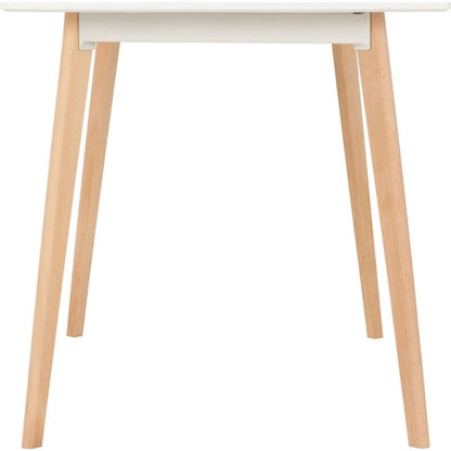 Dining Table with matt white finish and beech wood legs