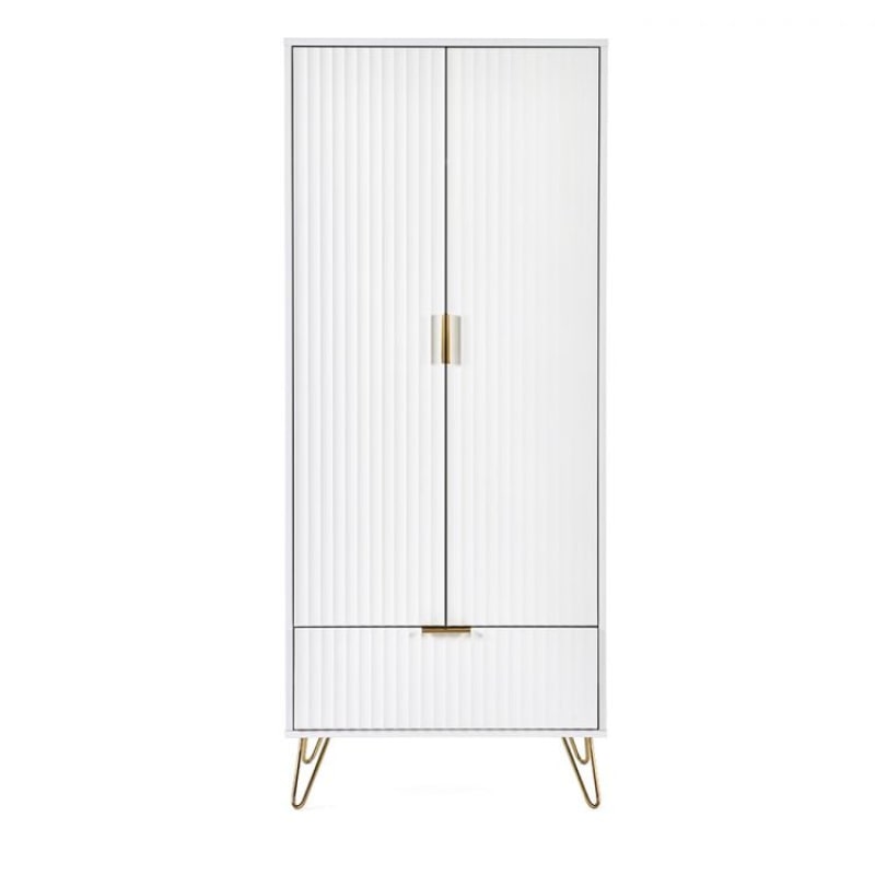 JULIAN BOWEN MURANO 2 Door Wardrobe in Matte White MUR006 - White Tree Furniture