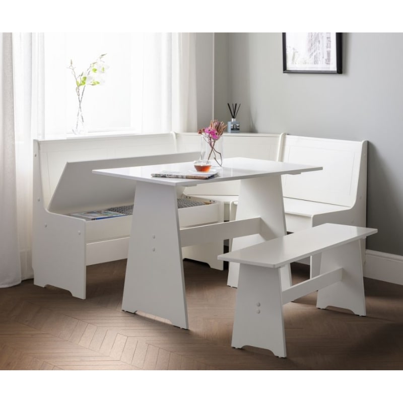 JULIAN BOWEN NEWPORT Corner Dining Set w/ Storage Benches NEW201 - White Tree Furniture
