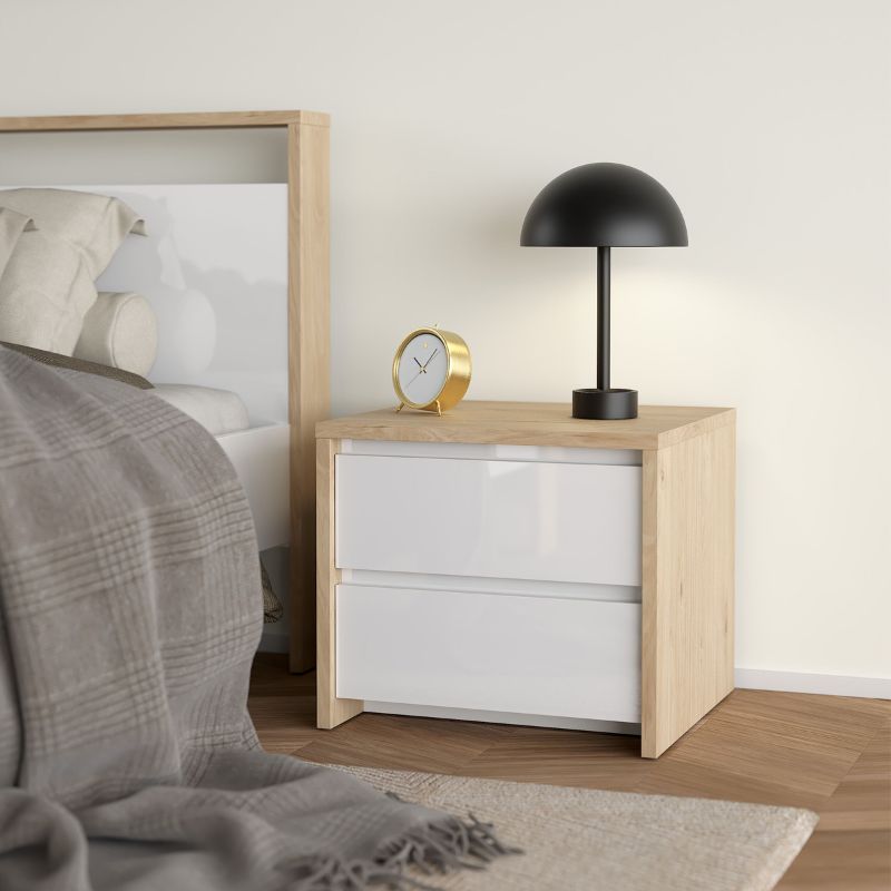 bedside cabinet in white and jackson hickory